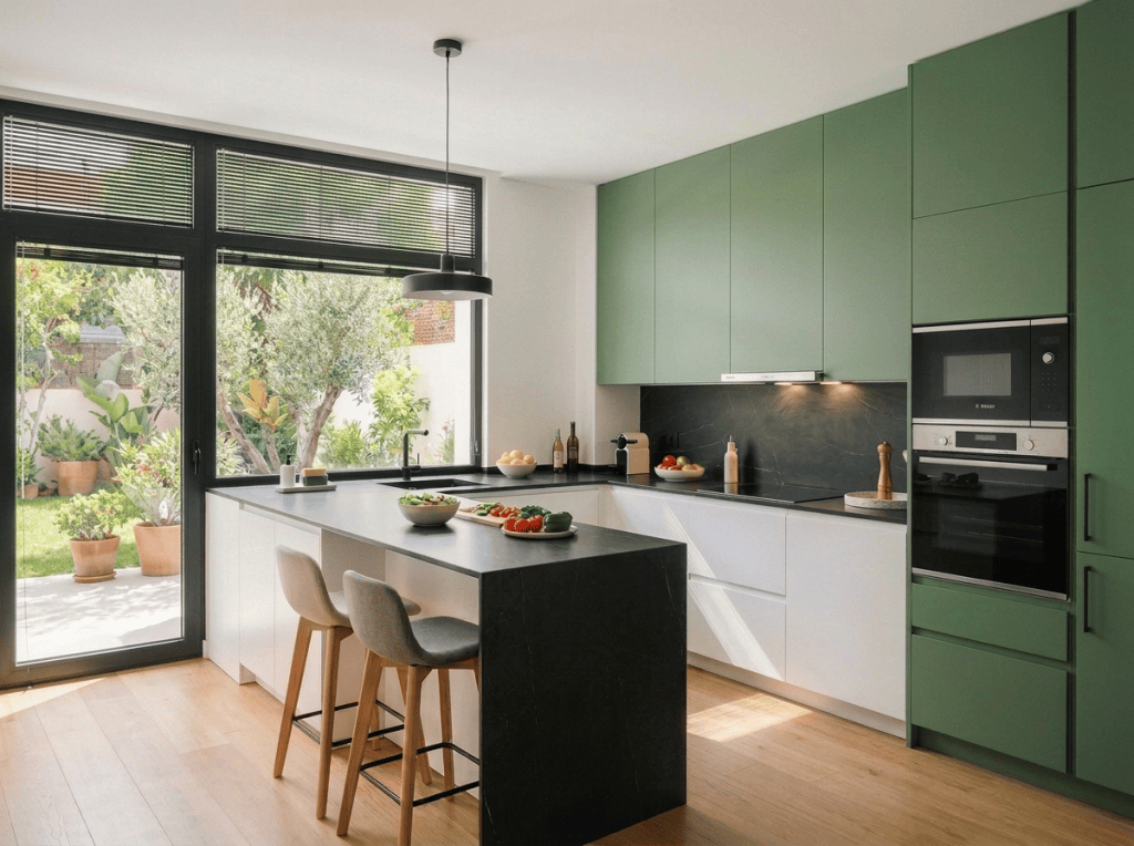 Slightly raised blinds on doors and windows