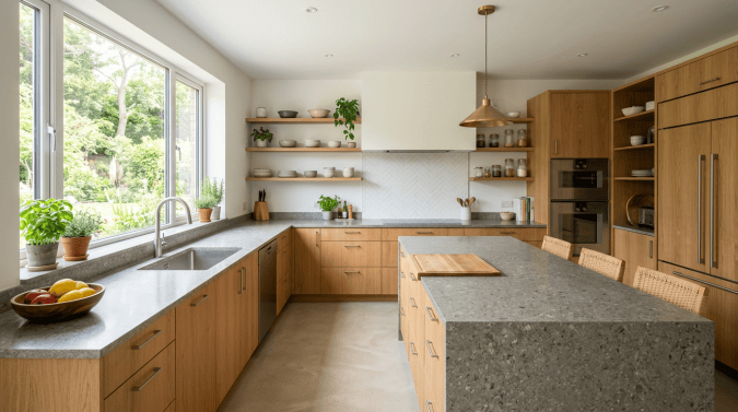 Open-Plan Kitchen Layout Visualization